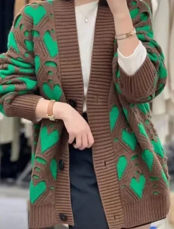 Online Women's Sweater Cardigan Casual Soft Pure Color Ribbed V Neck Buttons Knitted Print Long Sleeve Long Tops Knit Outdoor Daily Weekend Black Pink Fall Winter Women Cardigans & Outerwears