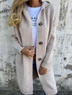 Best Women's Sweater Cardigan Casual Soft Pure Color Ribbed Hooded Buttons Pocket Knitted Long Sleeve Long Tops Knit Outdoor Daily Weekend Black Yellow Fall Winter Women Cardigans & Outerwears