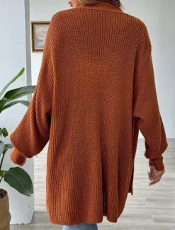 Discount Women's Sweater Cardigan Casual Soft Pure Color Ribbed Open Front Beaded Knitted Long Sleeve Long Tops Knit Outdoor Daily Weekend Black Blue Fall Winter Women Cardigans & Outerwears