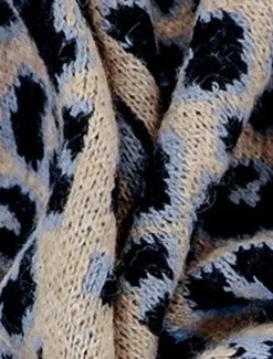 Hot Women's Sweater Cardigan Casual Soft Leopard Ribbed V Neck Pocket Knitted Print Long Sleeve Long Tops Knit Outdoor Daily Weekend Brown Light Grey Fall Winter Women Cardigans & Outerwears