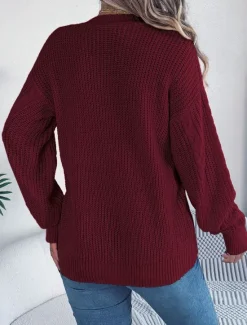 Online Women's Sweater Cardigan Casual Soft Pure Color Ribbed V Neck Buttons Pocket Knitted Long Sleeve Regular Tops Knit Outdoor Daily Weekend White Pink Fall Winter Women Cardigans & Outerwears
