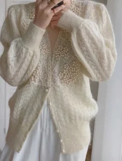 Clearance Women's Sweater Cardigan Casual Soft Pure Color Ribbed V Neck Lace Buttons Beaded Long Sleeve Regular Tops Knit Outdoor Daily Weekend Fall Winter Women Cardigans & Outerwears