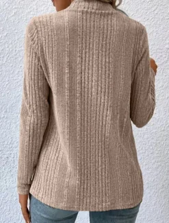 Online Women's Sweater Cardigan Casual Soft Pure Color Ribbed Open Front Knitted Long Sleeve Long Tops Knit Outdoor Daily Weekend Green Khaki Fall Winter Women Cardigans & Outerwears