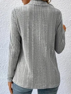 Online Women's Sweater Cardigan Casual Soft Pure Color Ribbed Open Front Knitted Long Sleeve Long Tops Knit Outdoor Daily Weekend Green Khaki Fall Winter Women Cardigans & Outerwears