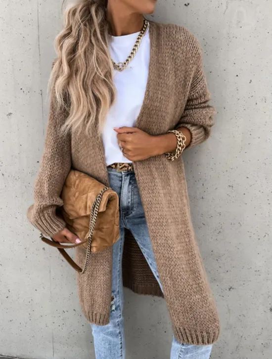 Hot Women's Sweater Cardigan Casual Soft Pure Color Ribbed Open Front Knitted Long Sleeve Long Tops Knit Outdoor Daily Weekend Pink Green Fall Winter Women Cardigans & Outerwears