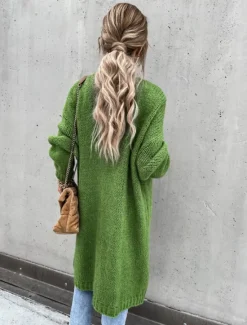 Hot Women's Sweater Cardigan Casual Soft Pure Color Ribbed Open Front Knitted Long Sleeve Long Tops Knit Outdoor Daily Weekend Pink Green Fall Winter Women Cardigans & Outerwears