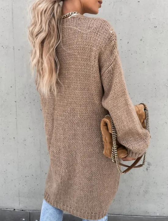 Hot Women's Sweater Cardigan Casual Soft Pure Color Ribbed Open Front Knitted Long Sleeve Long Tops Knit Outdoor Daily Weekend Pink Green Fall Winter Women Cardigans & Outerwears