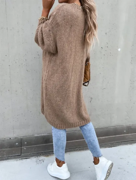 Hot Women's Sweater Cardigan Casual Soft Pure Color Ribbed Open Front Knitted Long Sleeve Long Tops Knit Outdoor Daily Weekend Pink Green Fall Winter Women Cardigans & Outerwears
