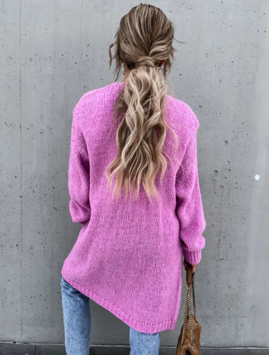 Hot Women's Sweater Cardigan Casual Soft Pure Color Ribbed Open Front Knitted Long Sleeve Long Tops Knit Outdoor Daily Weekend Pink Green Fall Winter Women Cardigans & Outerwears