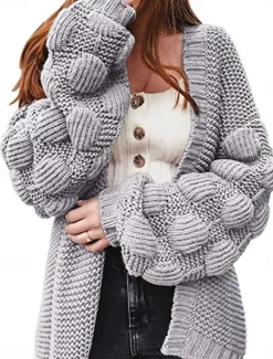 Clearance Women's Sweater Cardigan Casual Soft Pure Color Ribbed Open Front Knitted Long Sleeve Long Tops Knit Outdoor Daily Weekend Orange Green Fall Winter Women Cardigans & Outerwears