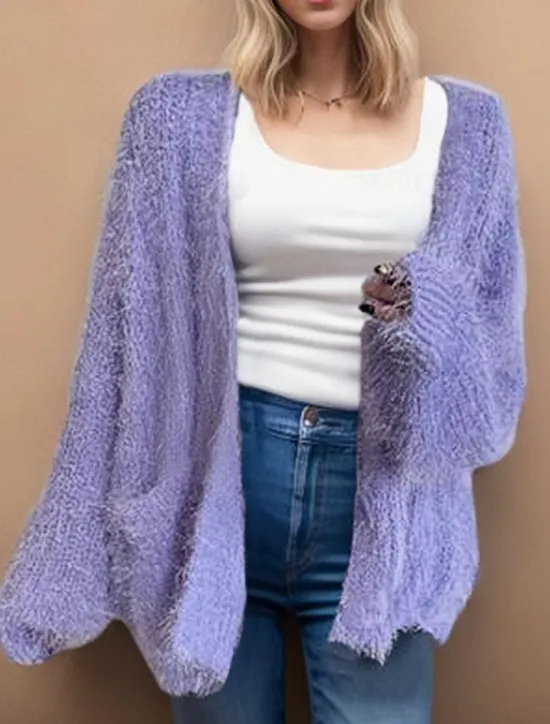 Hot Women's Sweater Cardigan Casual Soft Pure Color Ribbed V Neck Buttons Knitted Long Sleeve Regular Tops Knit Outdoor Daily Weekend White Pink Fall Winter Women Cardigans & Outerwears
