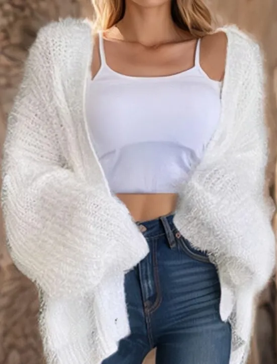 Hot Women's Sweater Cardigan Casual Soft Pure Color Ribbed V Neck Buttons Knitted Long Sleeve Regular Tops Knit Outdoor Daily Weekend White Pink Fall Winter Women Cardigans & Outerwears
