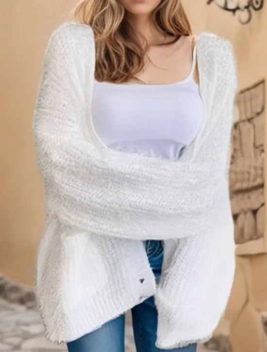 Hot Women's Sweater Cardigan Casual Soft Pure Color Ribbed V Neck Buttons Knitted Long Sleeve Regular Tops Knit Outdoor Daily Weekend White Pink Fall Winter Women Cardigans & Outerwears