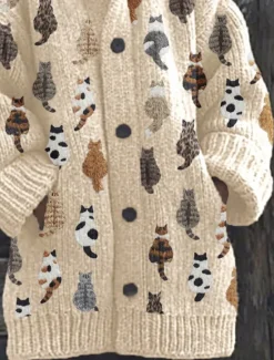 Outlet Women's Sweater Cardigan Casual Soft Floral Animal Ribbed Hooded Buttons Pocket Knitted Long Sleeve Regular Tops Knit Outdoor Daily Weekend Green Khaki Fall Winter Women Cardigans & Outerwears