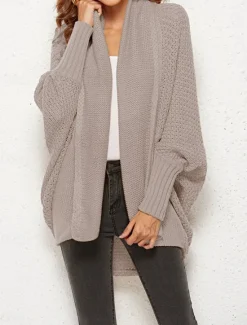 Hot Women's Sweater Cardigan Casual Soft Pure Color Ribbed Open Front Pocket Knitted Long Sleeve Regular Tops Knit Outdoor Daily Weekend Navy Blue Dark Green Fall Winter Women Cardigans & Outerwears