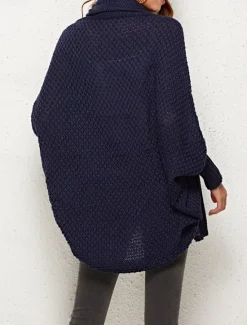 Hot Women's Sweater Cardigan Casual Soft Pure Color Ribbed Open Front Pocket Knitted Long Sleeve Regular Tops Knit Outdoor Daily Weekend Navy Blue Dark Green Fall Winter Women Cardigans & Outerwears