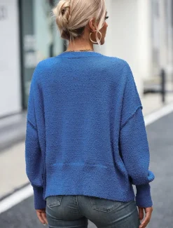 New Women's Sweater Cardigan Daily Casual Solid Color Shirt Collar Knitted Textured Long Sleeve Regular Tops Knit Home Work White Red Fall Winter Women Cardigans & Outerwears
