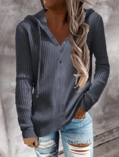 Best Women's Sweater Cardigan Elegant Fashion Streetwear Pure Color Hooded Knitted Hooded Long Sleeve Regular Tops Knit Outdoor Daily Weekend Black White Fall Winter Women Cardigans & Outerwears
