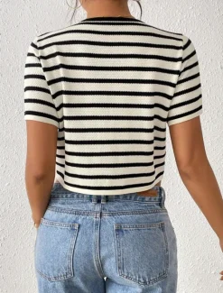 New Women's Sweater Cardigan Elegant Fashion Streetwear Striped V Neck Knitted Long Sleeve Regular Tops Knit Outdoor Daily Weekend Fall Winter Women Cardigans & Outerwears