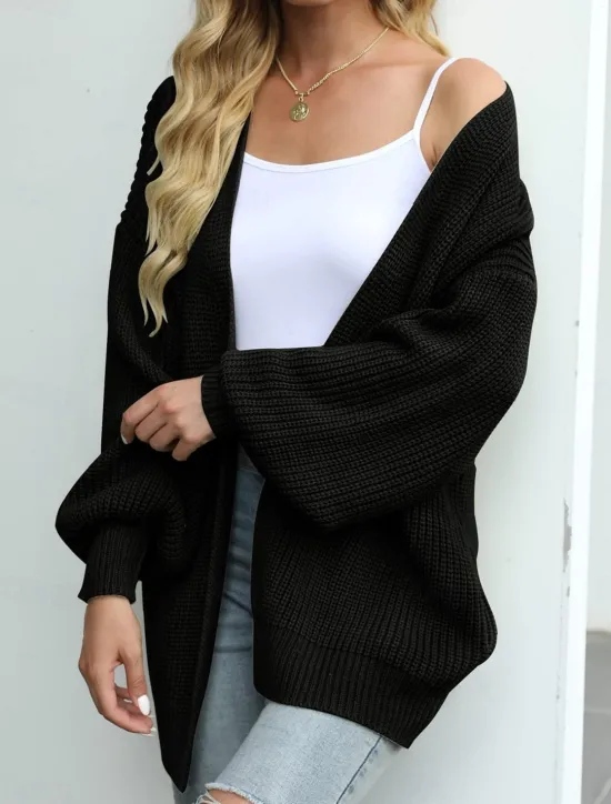 Women's Sweater Cardigan Elegant Fashion Streetwear Pure Color Open Front Knitted Long Sleeve Regular Tops Knit Outdoor Daily Weekend Black Pink Fall Winter Women Cardigans & Outerwears