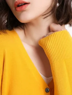 Women's Sweater Cardigan Elegant Fashion Streetwear Pure Color V Neck Pocket Knitted Long Sleeve Regular Tops Knit Outdoor Daily Weekend Black White Fall Winter Women Cardigans & Outerwears