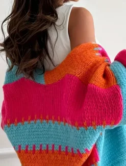 Outlet Women's Sweater Cardigan Fashion Streetwear Casual Pure Color Open Front Knitted Long Sleeve Regular Tops Knit Outdoor Daily Weekend Pink Orange Fall Winter Women Cardigans & Outerwears