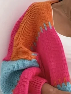 Outlet Women's Sweater Cardigan Fashion Streetwear Casual Pure Color Open Front Knitted Long Sleeve Regular Tops Knit Outdoor Daily Weekend Pink Orange Fall Winter Women Cardigans & Outerwears