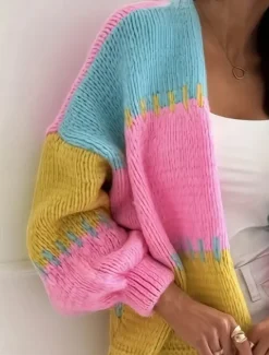 Outlet Women's Sweater Cardigan Fashion Streetwear Casual Pure Color Open Front Knitted Long Sleeve Regular Tops Knit Outdoor Daily Weekend Pink Orange Fall Winter Women Cardigans & Outerwears