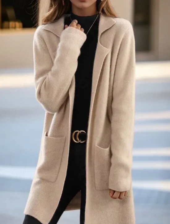 Clearance Women's Sweater Cardigan Sweater Jacket Shirt Collar Knit Pocket Knitted Spring Fall Home Daily Weekend Elegant Daily Casual Long Sleeve Pure Color Black Camel Women Cardigans & Outerwears