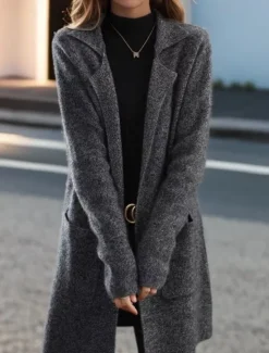 Clearance Women's Sweater Cardigan Sweater Jacket Shirt Collar Knit Pocket Knitted Spring Fall Home Daily Weekend Elegant Daily Casual Long Sleeve Pure Color Black Camel Women Cardigans & Outerwears