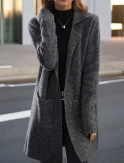Clearance Women's Sweater Cardigan Sweater Jacket Shirt Collar Knit Pocket Knitted Spring Fall Home Daily Weekend Elegant Daily Casual Long Sleeve Pure Color Black Camel Women Cardigans & Outerwears