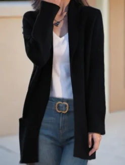 Hot Women's Sweater Cardigan Sweater Jacket Shirt Collar Knit Pocket Knitted Spring Fall Home Daily Weekend Daily Casual Soft Long Sleeve Pure Color Black Camel Women Cardigans & Outerwears