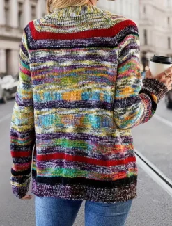 Discount Women's Sweater Cardigan Vintage Casual Soft Ribbed Open Front Knitted Long Sleeve Regular Tops Knit Outdoor Daily Weekend Fall Winter Women Cardigans & Outerwears