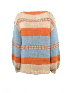 Outlet Women's Sweater Casual Color Block Deep V Knitted Long Sleeve Long Tops Knit Home Work Red Blue Fall Winter Women Pullovers & Tops