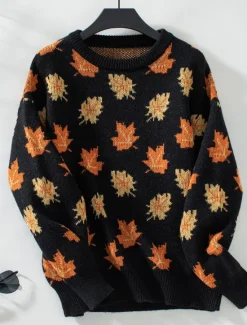 Hot Women's Sweater Casual Graphic Crew Neck Print Long Sleeve Regular Tops Knit Weekend Black Green Fall Winter Women Pullovers & Tops