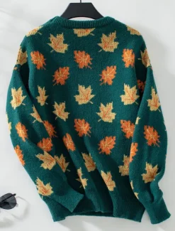 Hot Women's Sweater Casual Graphic Crew Neck Print Long Sleeve Regular Tops Knit Weekend Black Green Fall Winter Women Pullovers & Tops