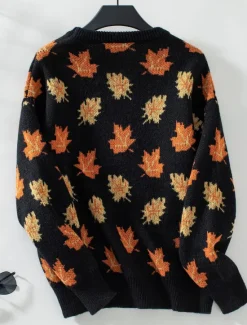 Hot Women's Sweater Casual Graphic Crew Neck Print Long Sleeve Regular Tops Knit Weekend Black Green Fall Winter Women Pullovers & Tops