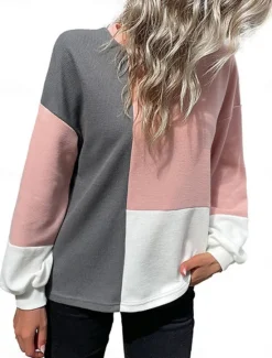 Discount Women's Sweater Casual Soft Plaid Waffle Crew Neck Knitted Long Sleeve Regular Tops Knit Outdoor Daily Weekend Fall Winter Women Pullovers & Tops