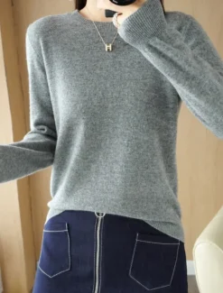 Online Women's Sweater Casual Soft Pure Color Ribbed Crew Neck Knitted Long Sleeve Regular Tops Knit Outdoor Daily Weekend Black Red Fall Winter Women Pullovers & Tops