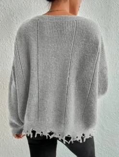 Women's Sweater Casual Soft Pure Color Ribbed Crew Neck Tassel Knitted Long Sleeve Regular Tops Knit Outdoor Daily Weekend Army Green Khaki Fall Winter Women Pullovers & Tops