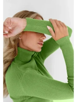 Discount Women's Sweater Casual Soft Pure Color Ribbed Turtleneck Knitted Long Sleeve Regular Tops Knit Outdoor Daily Weekend Black White Fall Winter Women Pullovers & Tops
