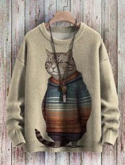 Best Women's Sweater Casual Soft Floral Animal Ribbed Crew Neck Knitted Print Long Sleeve Regular Tops Knit Outdoor Daily Weekend Black Army Green Fall Winter Women Pullovers & Tops