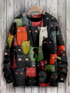 Best Women's Sweater Casual Soft Floral Animal Ribbed Crew Neck Knitted Print Long Sleeve Regular Tops Knit Outdoor Daily Weekend Black Army Green Fall Winter Women Pullovers & Tops