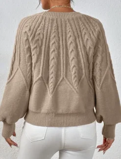 Hot Women's Sweater Casual Soft Pure Color Cable Crew Neck Knitted Long Sleeve Regular Tops Knit Outdoor Daily Weekend Black White Fall Winter Women Pullovers & Tops