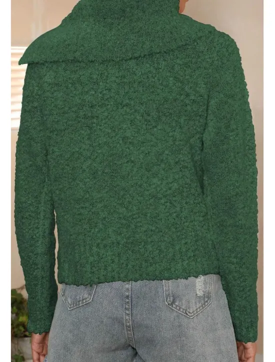 Online Women's Sweater Casual Soft Pure Color Ribbed Shirt Collar Buttons Knitted Long Sleeve Regular Tops Knit Outdoor Daily Weekend Brown Green Fall Winter Women Hoodies & Sweatshirts