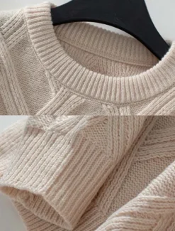 Outlet Women's Sweater Casual Solid Color Geometric Crew Neck Knitted Long Sleeve Long Tops Knit Work Black Beige Fall Winter Women Pullovers & Tops