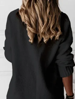 Sale Women's Sweater Casual Sweater Fashion Streetwear Stylish Solid Color V Neck V Neck Long Sleeve Regular Tops Knit Work Black White Fall Winter Women Pullovers & Tops