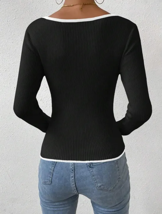 Hot Women's Sweater Daily Casual Solid Color V Neck V Neck Long Sleeve Regular Tops Knit Work Weekend Black Navy Blue Fall Winter Women Pullovers & Tops
