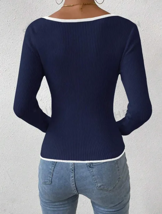 Hot Women's Sweater Daily Casual Solid Color V Neck V Neck Long Sleeve Regular Tops Knit Work Weekend Black Navy Blue Fall Winter Women Pullovers & Tops