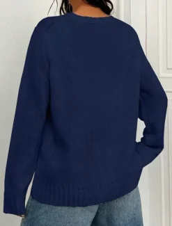 Women's Sweater Daily Stylish Casual Graphic Crew Neck Crewneck Long Sleeve Regular Tops Knit Going out Black White Fall Winter Women Pullovers & Tops